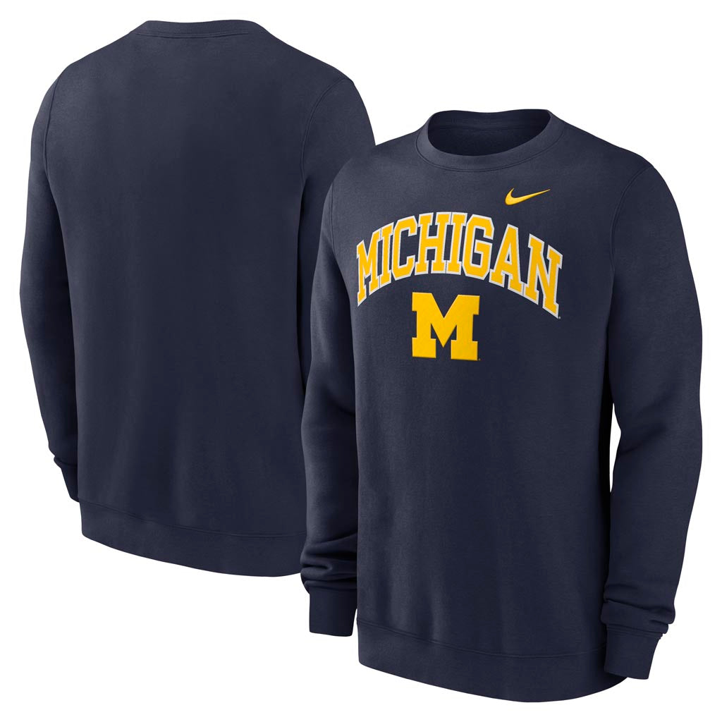 NCAA Michigan Wolverines Nike Classic Arch Crew - Navy
