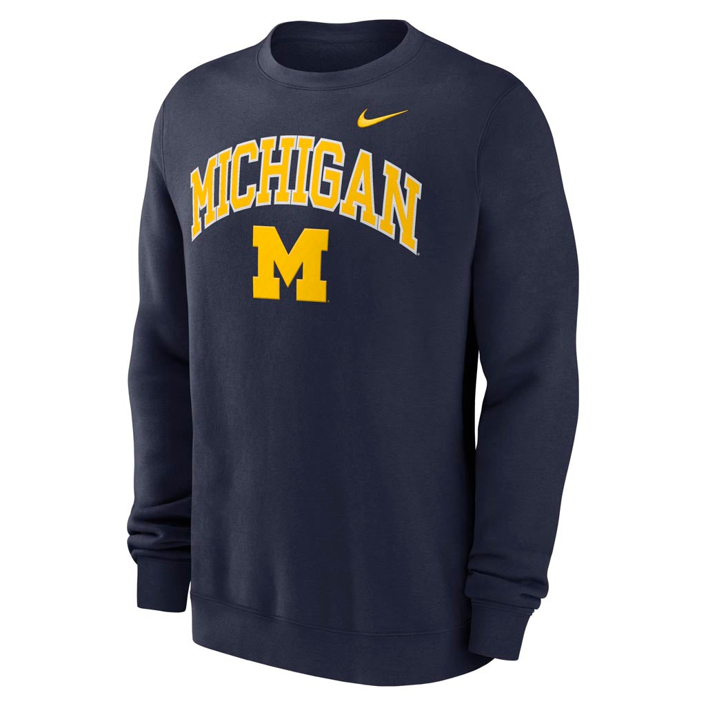 NCAA Michigan Wolverines Nike Classic Arch Crew - Navy