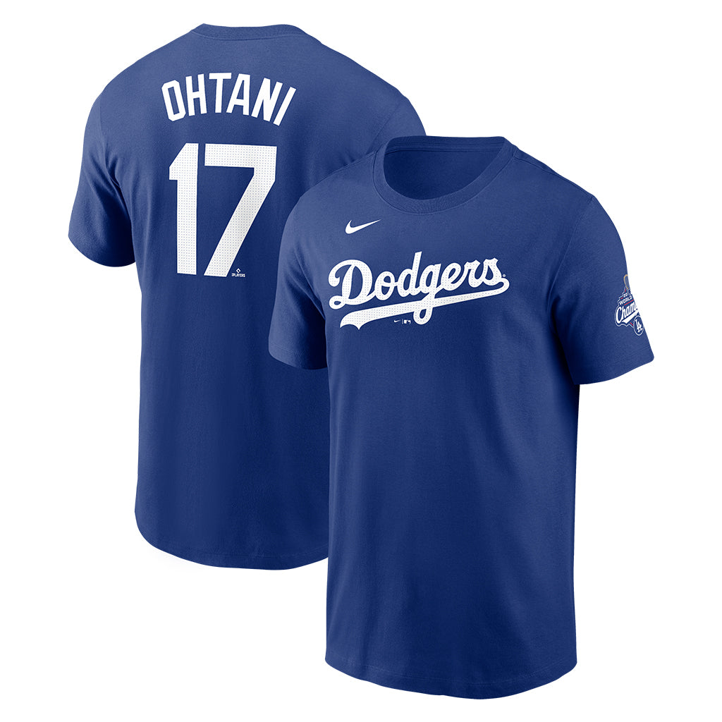 MLB Los Angeles Dodgers Shohei Ohtani Nike 2025 World Series Champions Name & Number T-Shirt - Blue