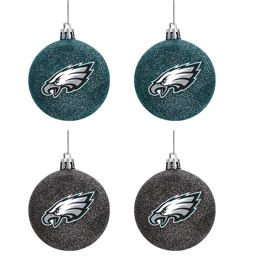 NFL Philadelphia Eagles FOCO 4-Pack Glitter Ornament Set