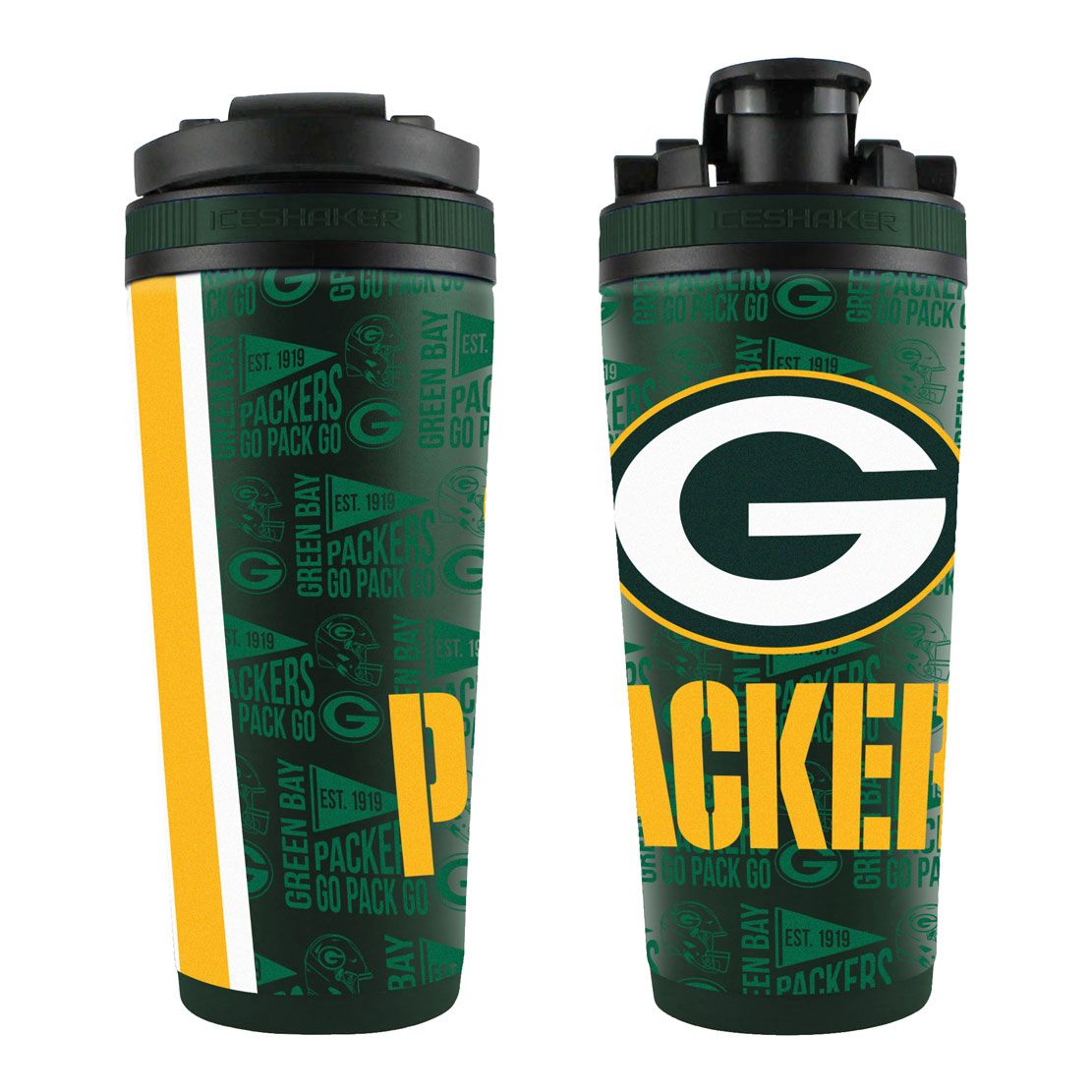 NFL Green Bay Packers Ice Shaker 26oz 4D Elements Stainless Steel Ice Shaker