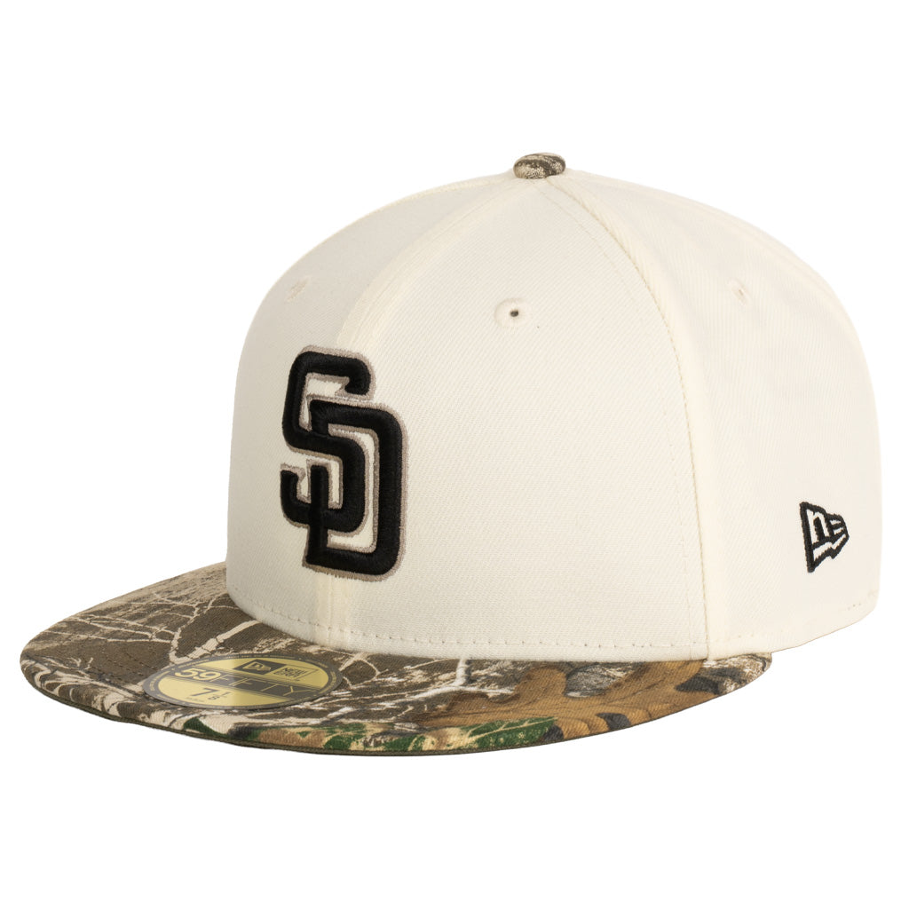 MLB San Diego Padres New Era Real Tree Two-Tone 59FIFTY Fitted Hat- Cream