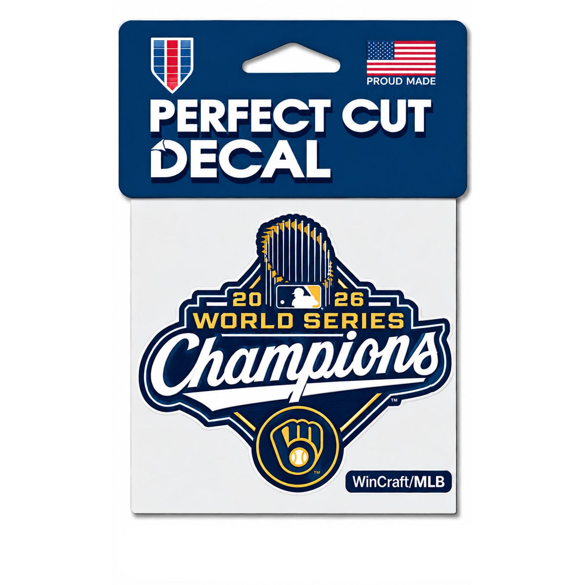 MLB Milwaukee Brewers Wincraft World Series 2026 Champs 4x4 Perfect Cut Decal