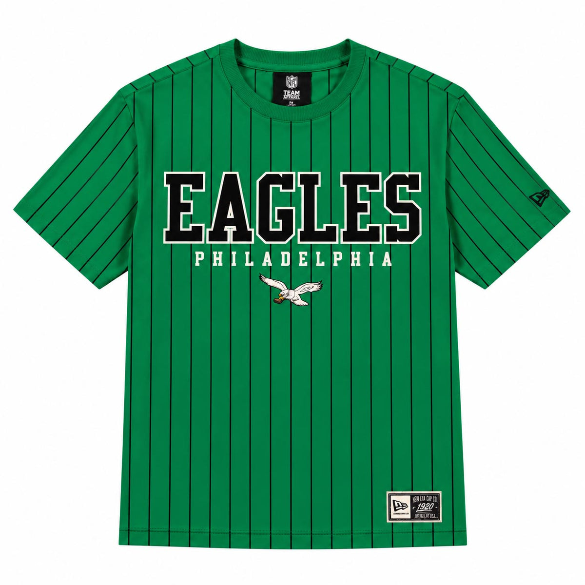 NFL Philadelphia Eagles New Era Team Name Pinstripe T-Shirt- Green