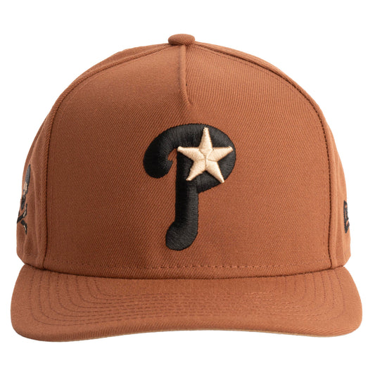 MLB Philadelphia Phillies New Era Jolly Roger 9FIFTY A-Frame Snapback Hat- Brown