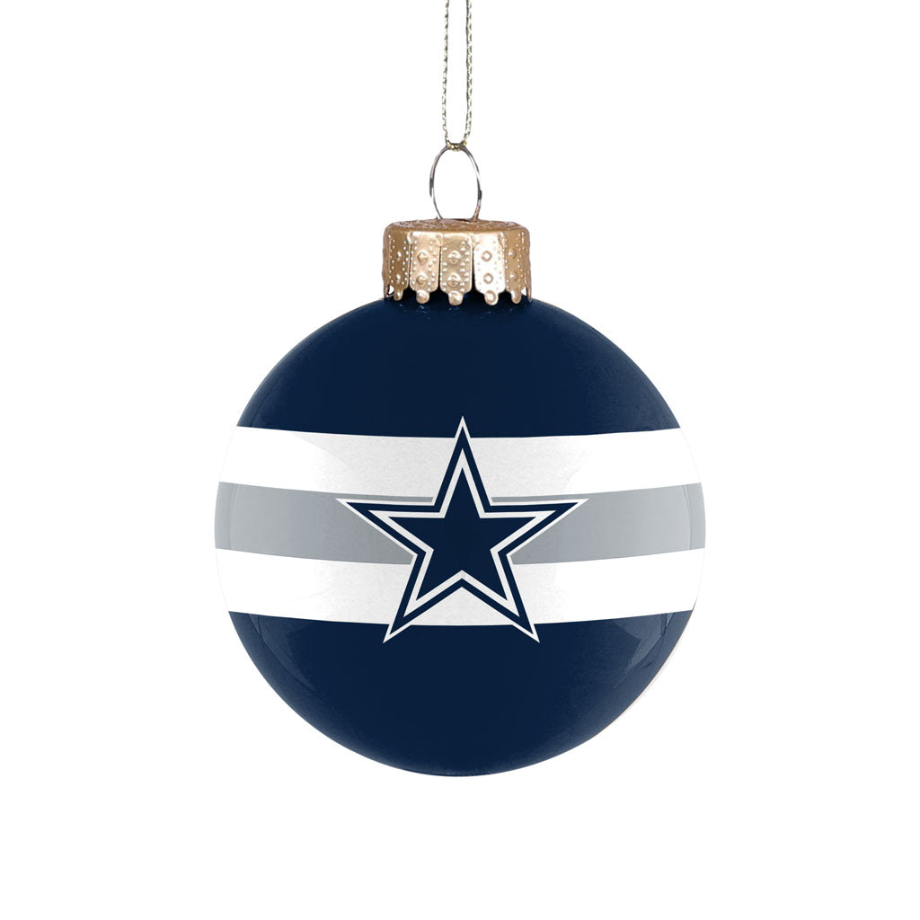 NFL Dallas Cowboys FOCO Stripe Glass Ball Ornament