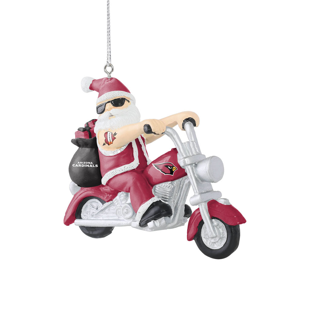 NFL Arizona Cardinals FOCO Santa on Motorcycle Ornament