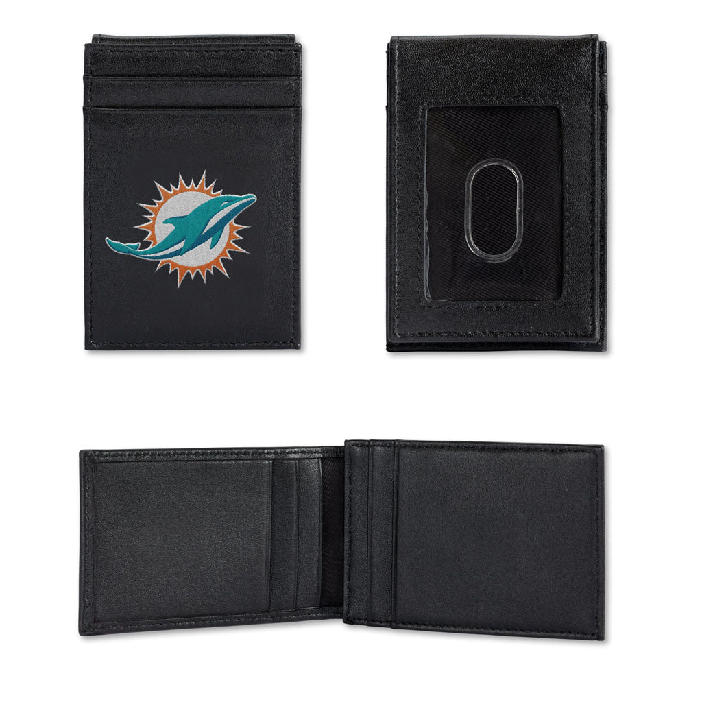 NFL Miami Dolphins Rico Stitched Front Pocket Wallet - Black
