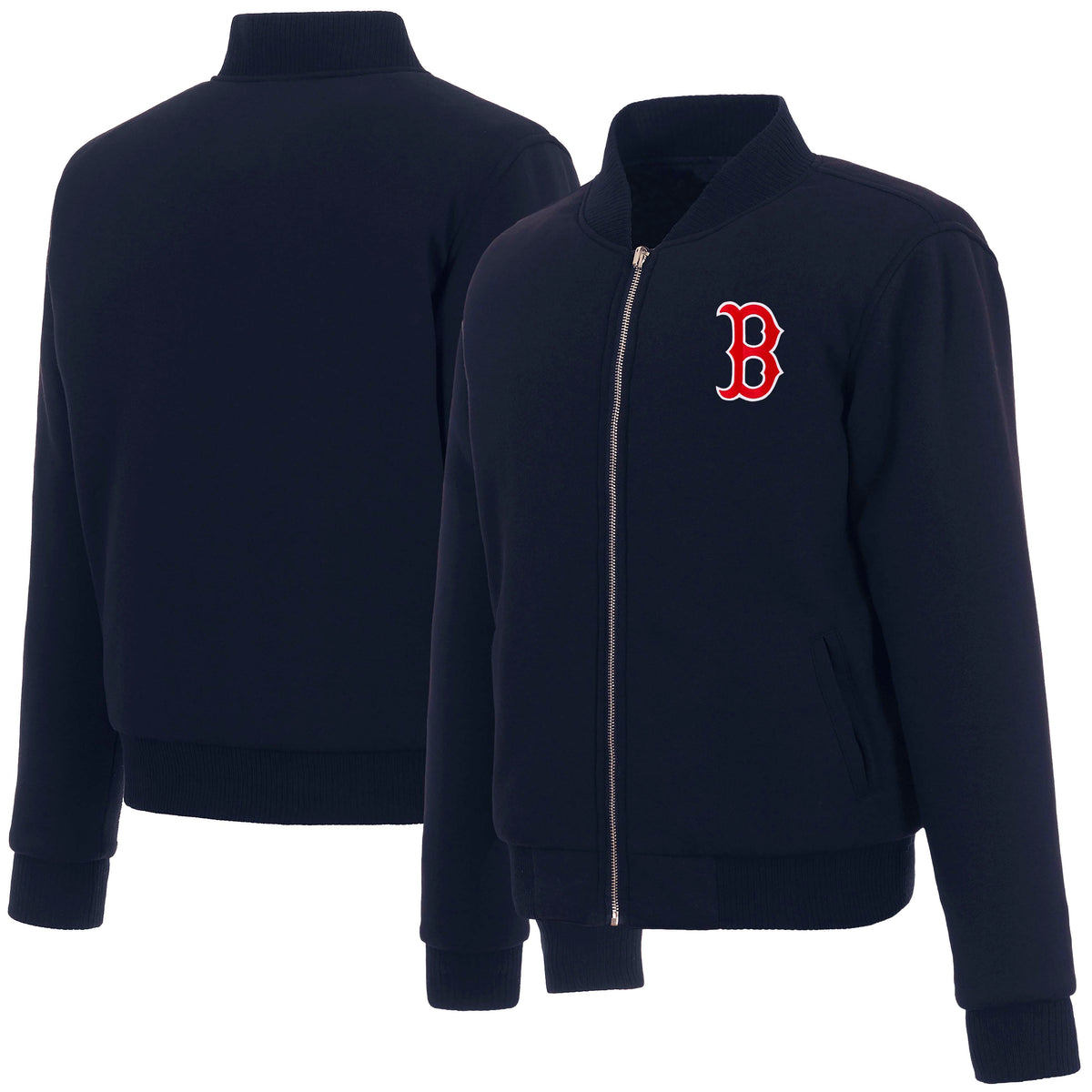 MLB Boston Red Sox Women's JH Design Reversible Fleece Jacket- Navy