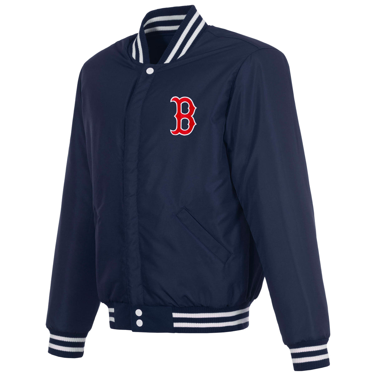 MLB Boston Red Sox JH Design Reversible Varsity Jacket- Navy/White