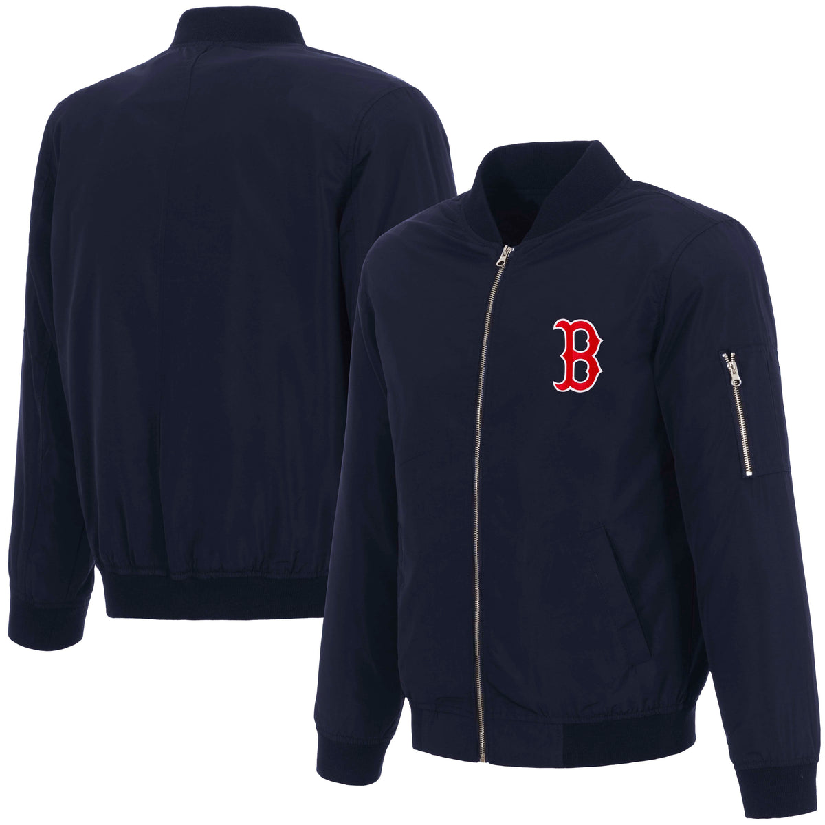 MLB Boston Red Sox JH Design Nylon Bomber Jacket- Navy