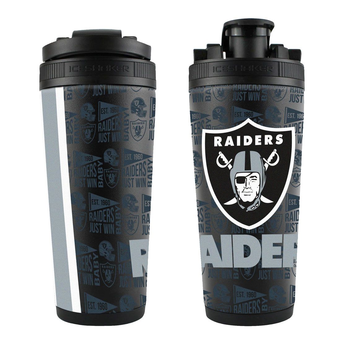 NFL Las Vegas Raiders Ice Shaker 26oz 4D Elements Stainless Steel Ice Shaker
