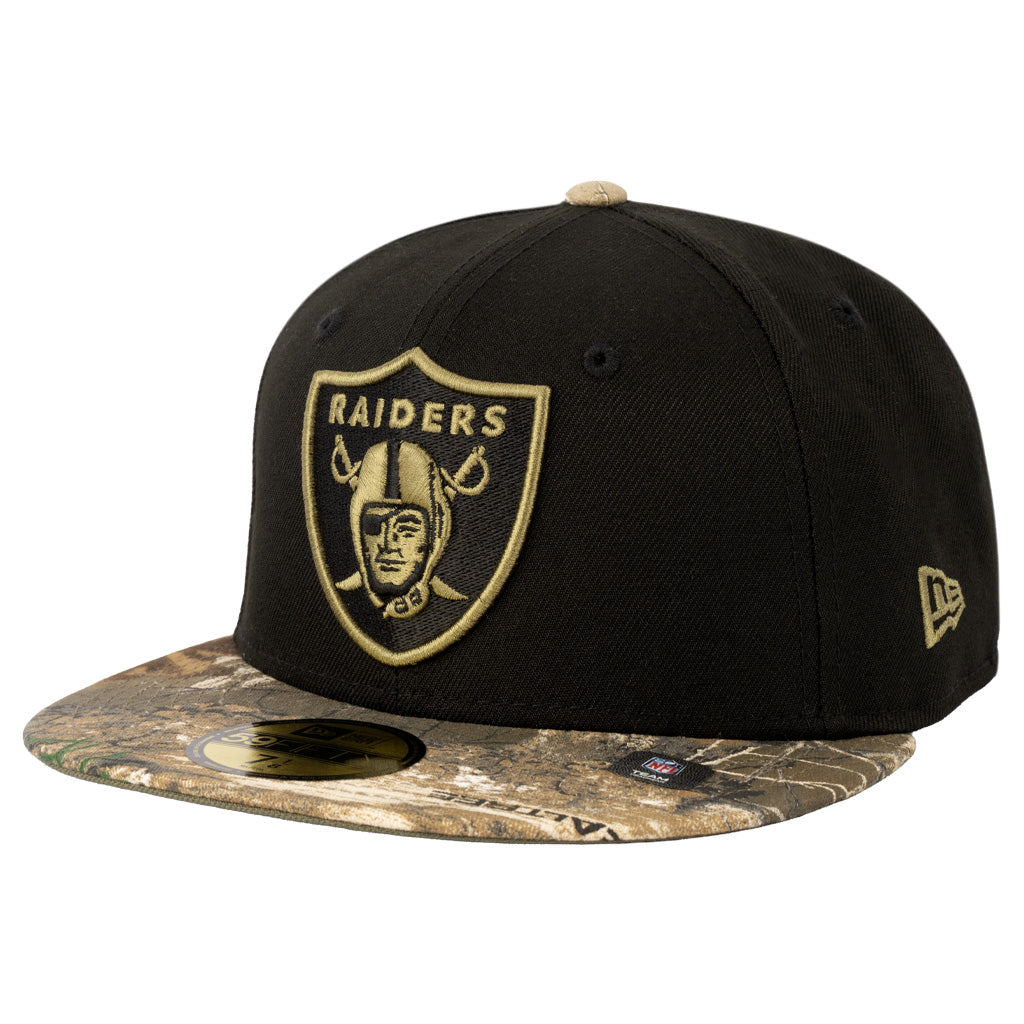 NFL Las Vegas Raiders New Era Two-Tone Real Tree Shadow 59FIFTY Fitted Hat - Black