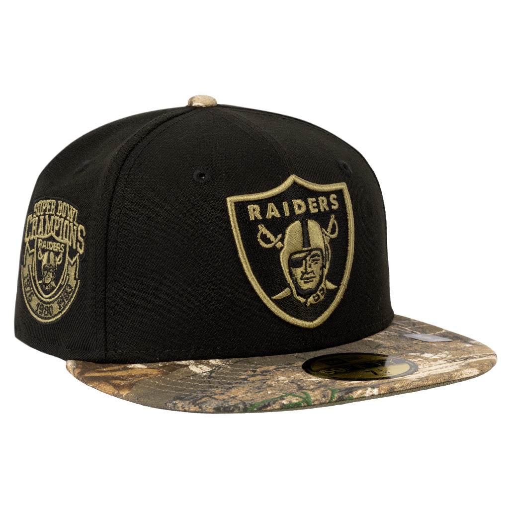 NFL Las Vegas Raiders New Era Two-Tone Real Tree Shadow 59FIFTY Fitted Hat - Black