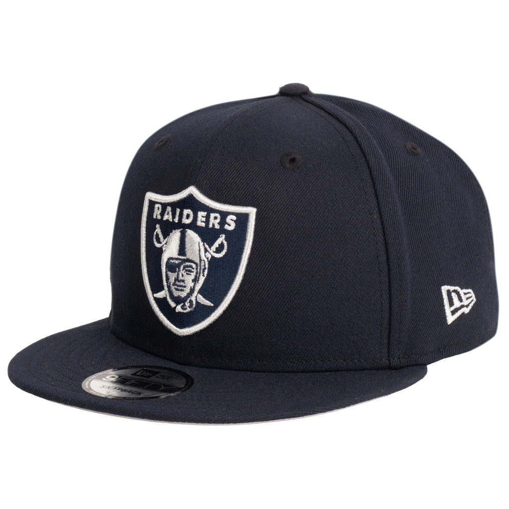 NFL Las Vegas Raiders New Era Silver Royal Merchant 9FIFTY Snapback Hat - Navy