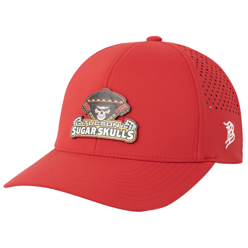 Tucson Sugar Skulls Branded Bills Logo Stack Curved Performance Adjustable - Red