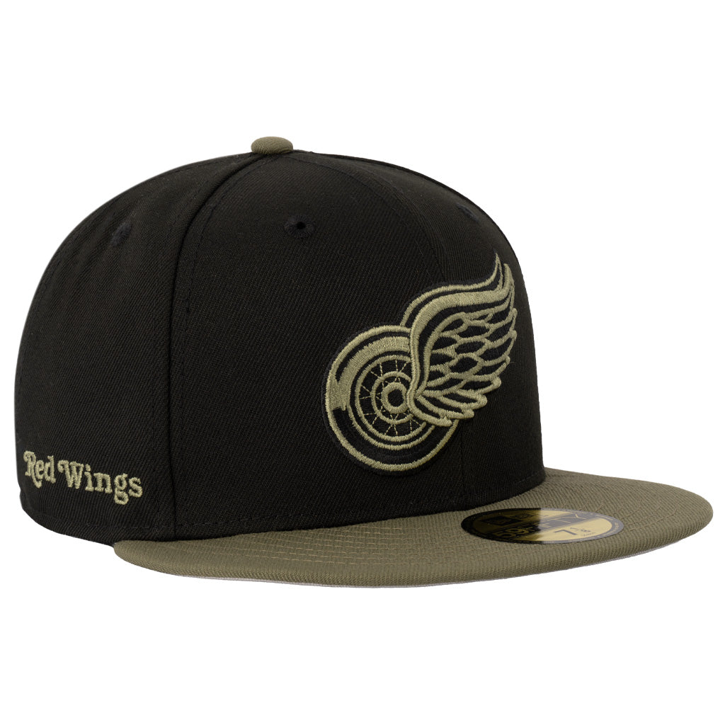 NHL Detroit Red Wings New Era Midnight Jungle 59FIFTY Fitted Hat - Black