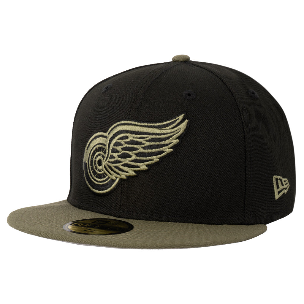 NHL Detroit Red Wings New Era Midnight Jungle 59FIFTY Fitted Hat - Black