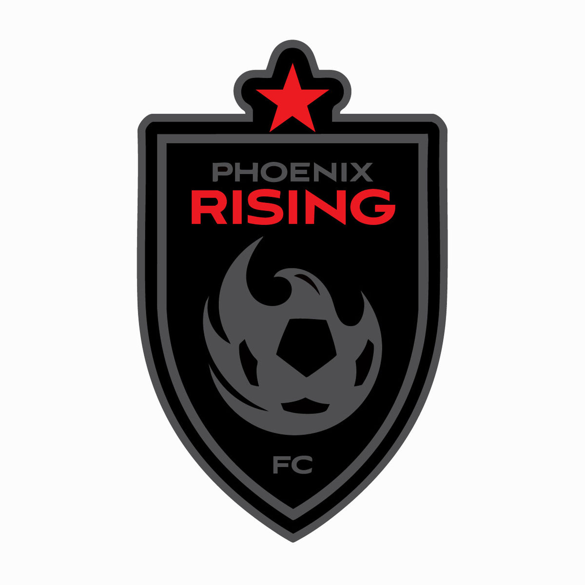 Phoenix Rising 3" Tonal Gray with Red Star Shield Sticker