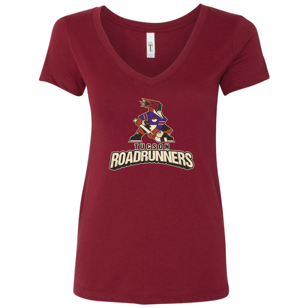 Tucson Roadrunners Women's 2025 Kachina Stacked V-Neck T-Shirt - Maroon