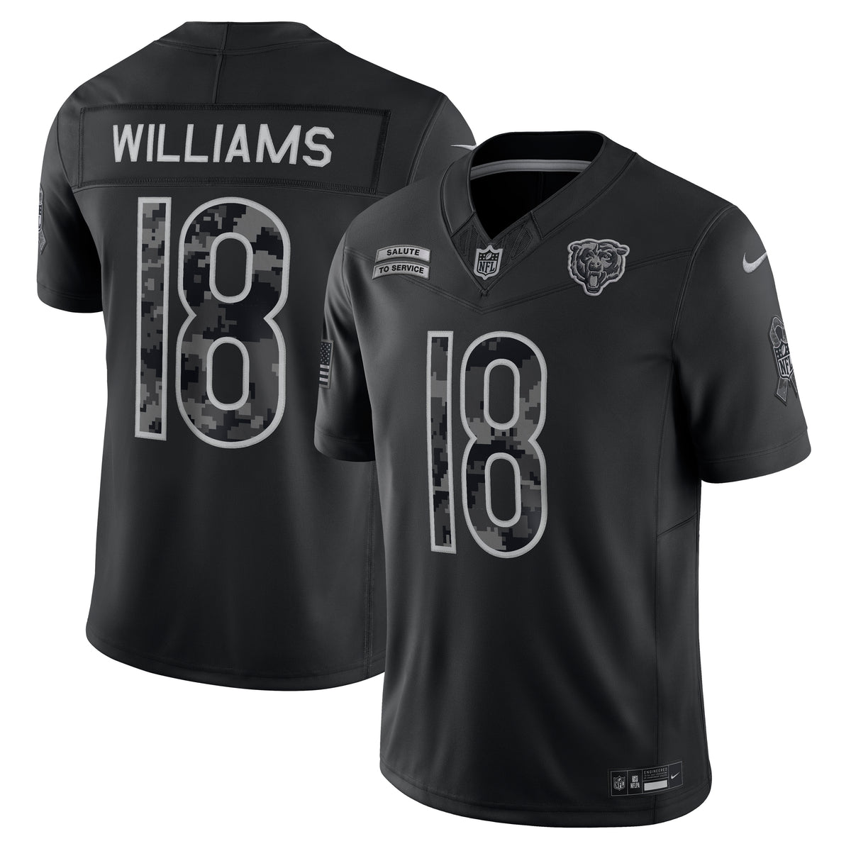 NFL Chicago Bears Caleb Williams Nike 2026 Salute to Service Limited Jersey- Black