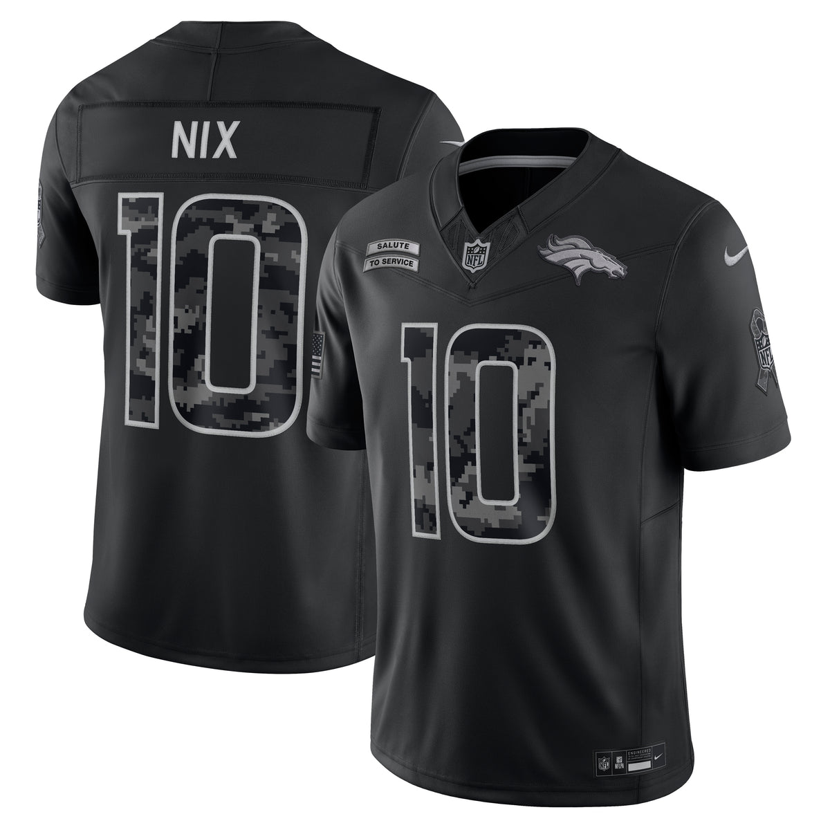 NFL Denver Broncos Bo Nix Nike 2026 Salute to Service Limited Jersey- Black