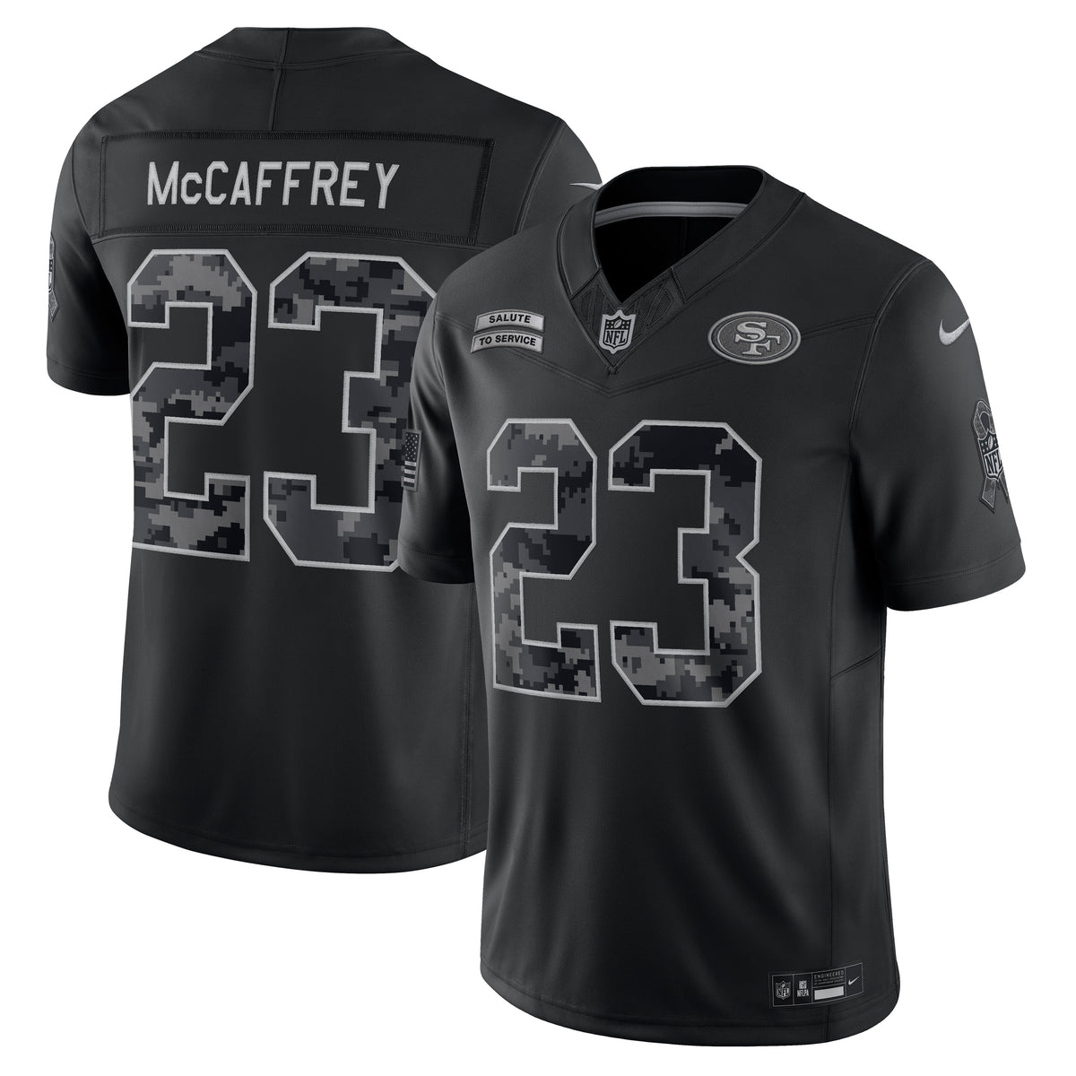 NFL San Francisco 49ers Christian McCaffrey Nike 2026 Salute to Service Limited Jersey- Black