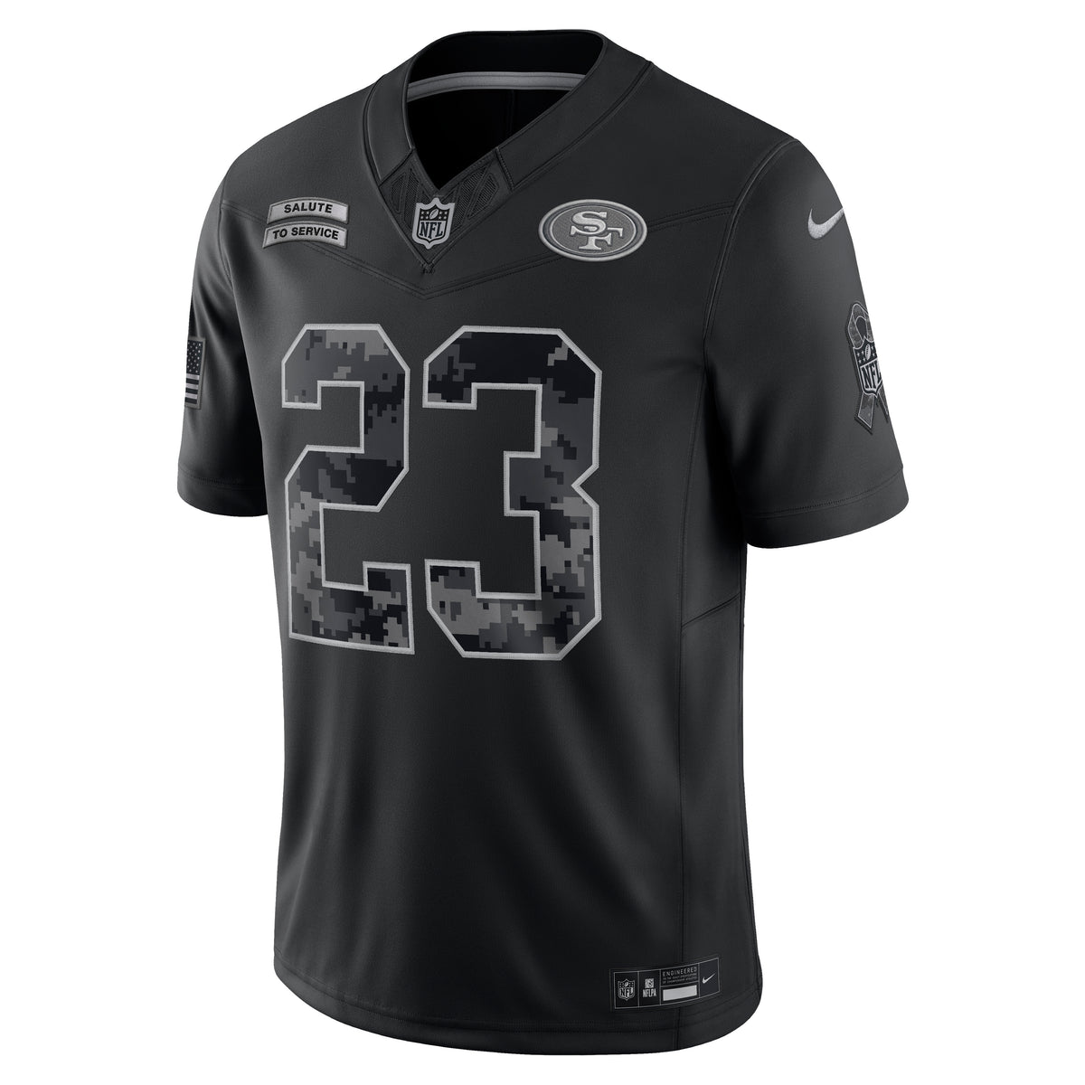 NFL San Francisco 49ers Christian McCaffrey Nike 2026 Salute to Service Limited Jersey- Black