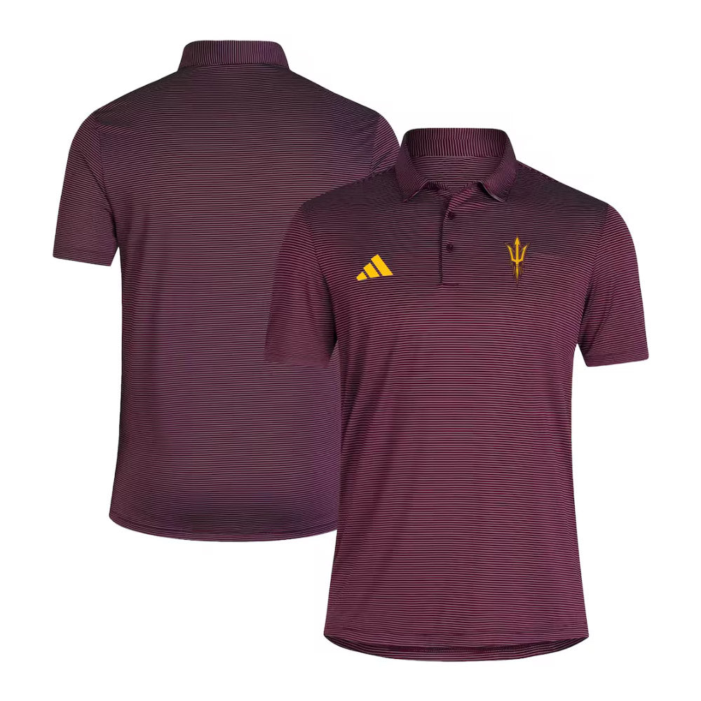 NCAA Arizona State Sun Devils Adidas 2026 Ultra Stripe Coaches Polo- Maroon