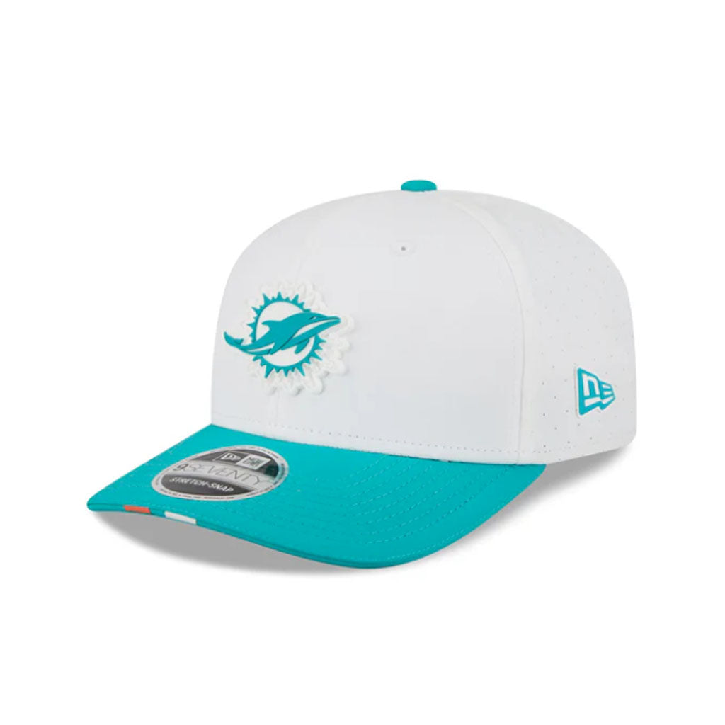 NFL Miami Dolphins New Era 2025 Training 9SEVENTY Stretch Snap Hat - White