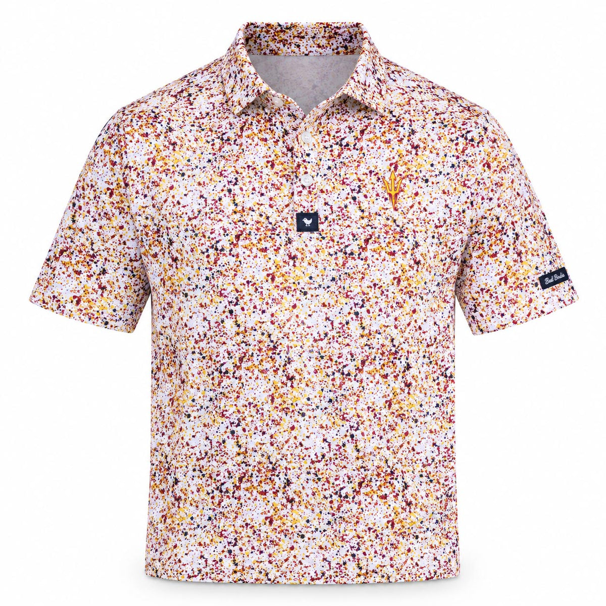 NCAA Arizona State Sun Devils Bad Birdie Paint Splatter Polo- White