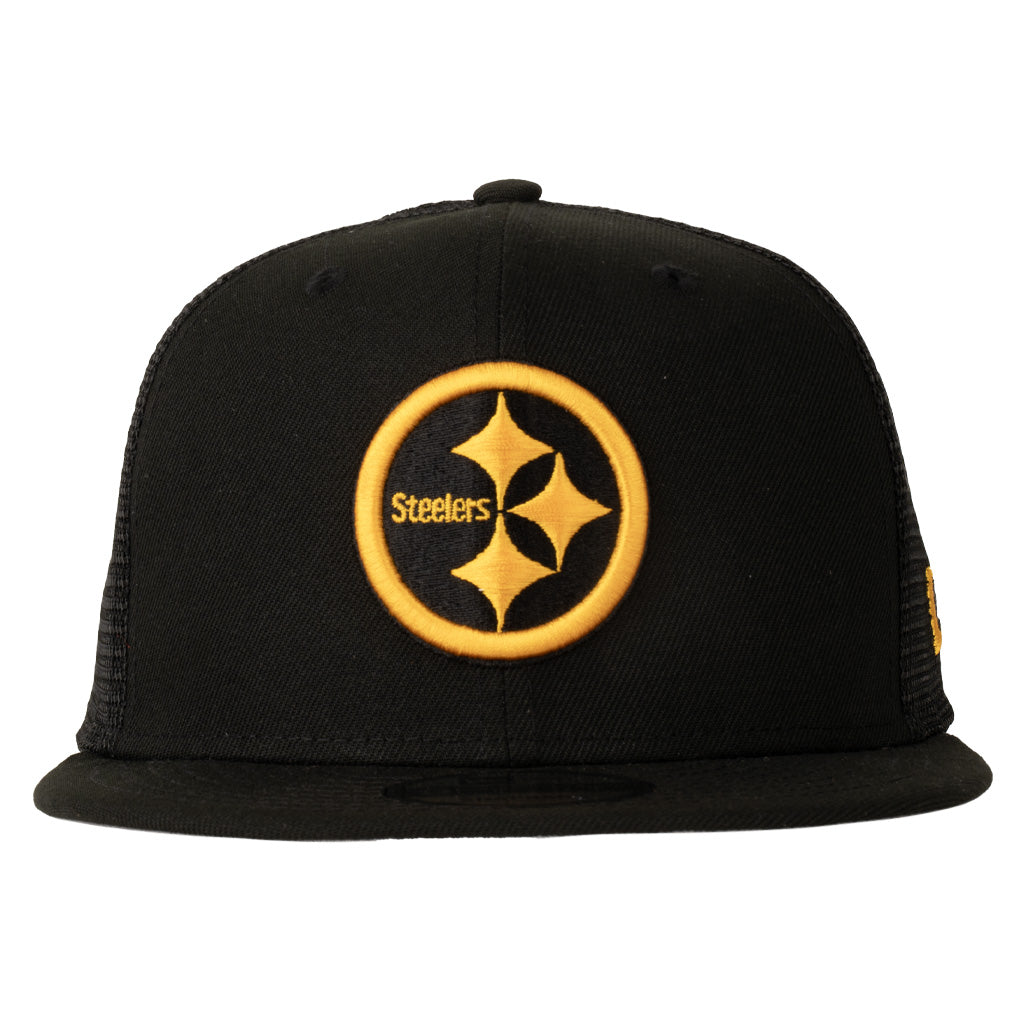 NFL Pittsburgh Steelers New Era Shadowline 9FIFTY Snapback Trucker Hat - Black