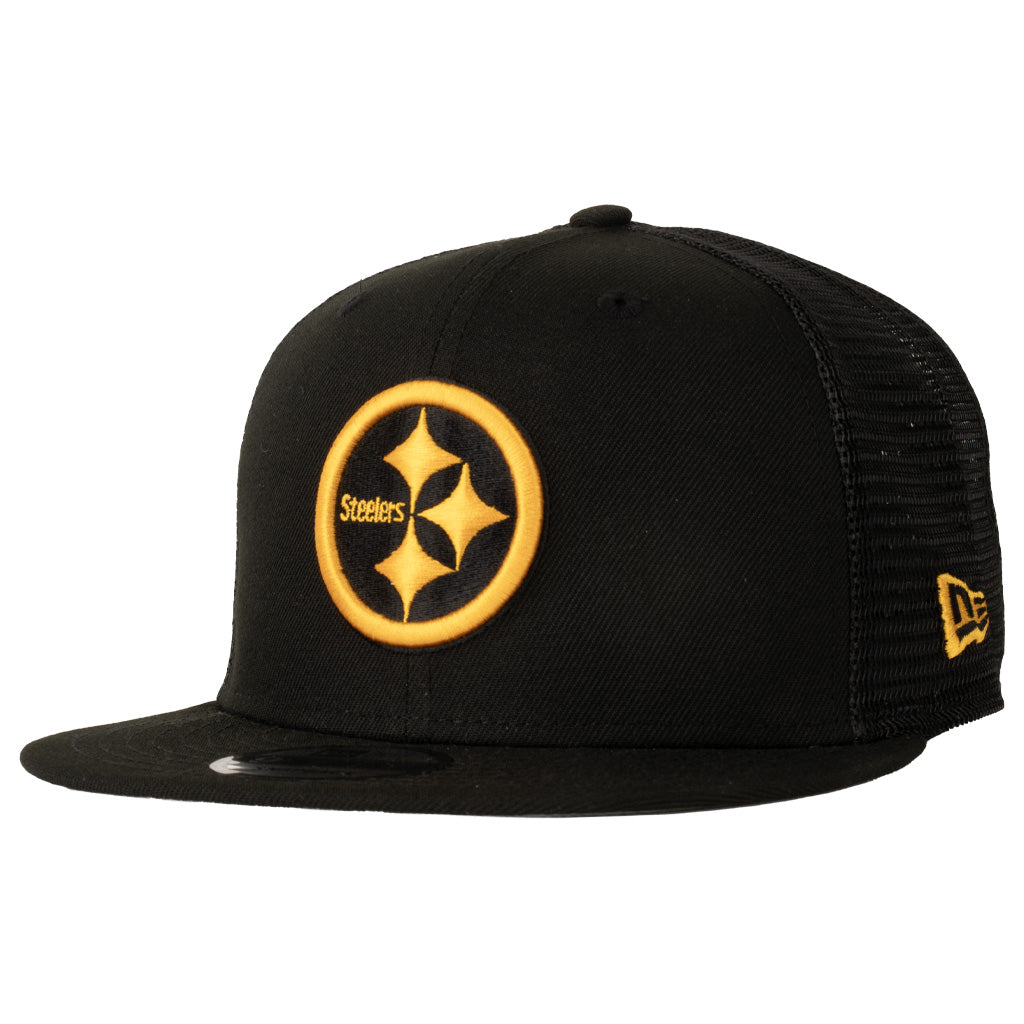 NFL Pittsburgh Steelers New Era Shadowline 9FIFTY Snapback Trucker Hat - Black