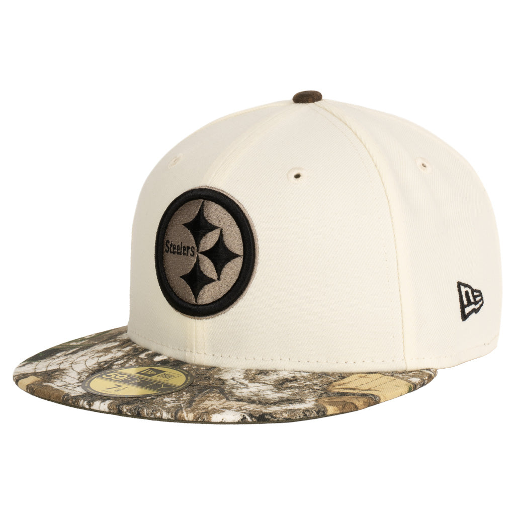 NFL Pittsburgh Steelers New Era Real Tree Two-Tone 59FIFTY Fitted Hat- Cream