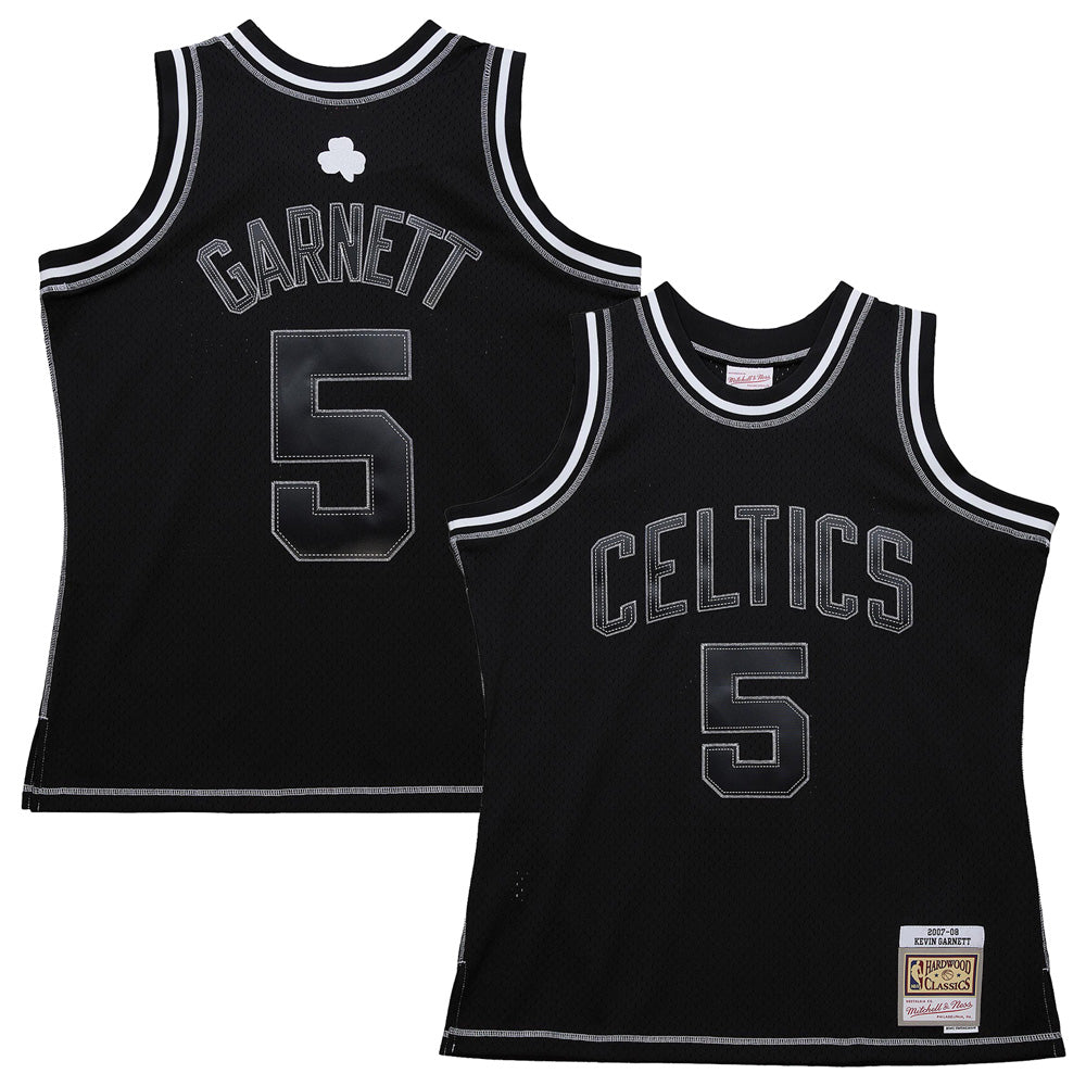 NBA Boston Celtics Kevin Garnett Mitchell &amp; Ness Hardwood Classics Black on Black Swingman Jersey