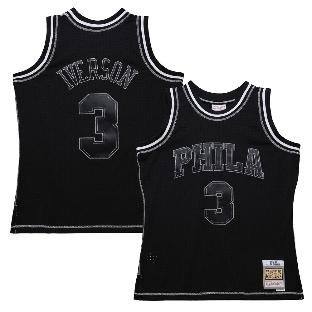 NBA Philadelphia 76ers Allen Iverson Mitchell & Ness Hardwood Classics Black on Black Swingman Jersey