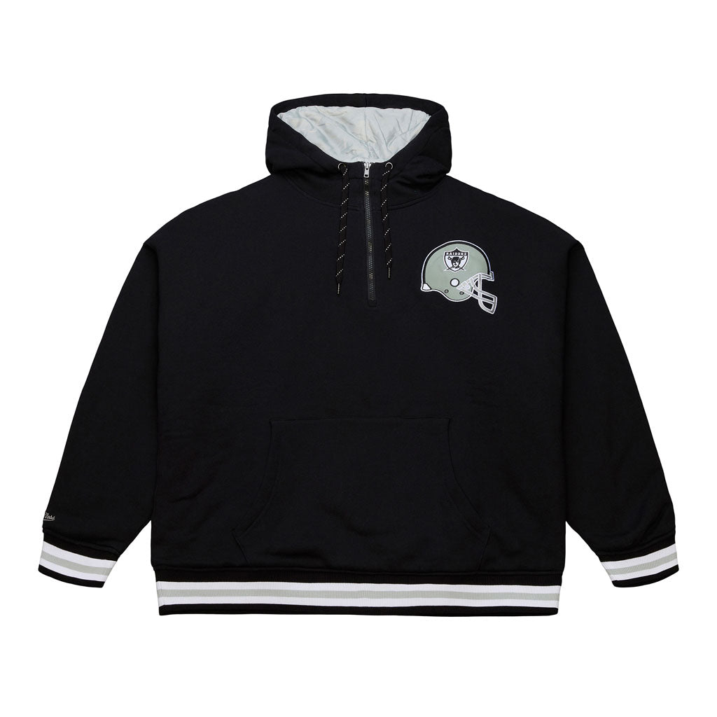 NFL Las Vegas Raiders Mitchell & Ness Throw It Back Quilted Pullover Hoodie - Black