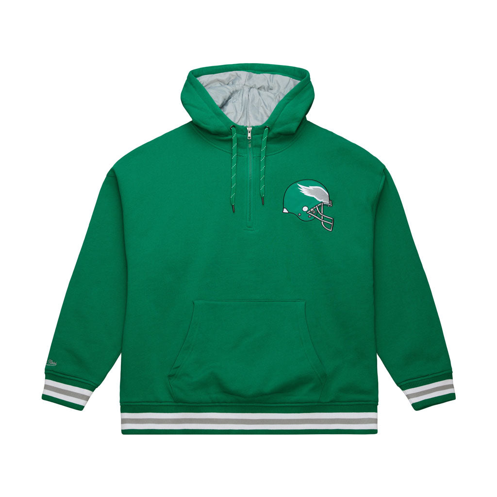 NFL Philadelphia Eagles Mitchell & Ness Throw It Back Quilted Pullover Hoodie - Green