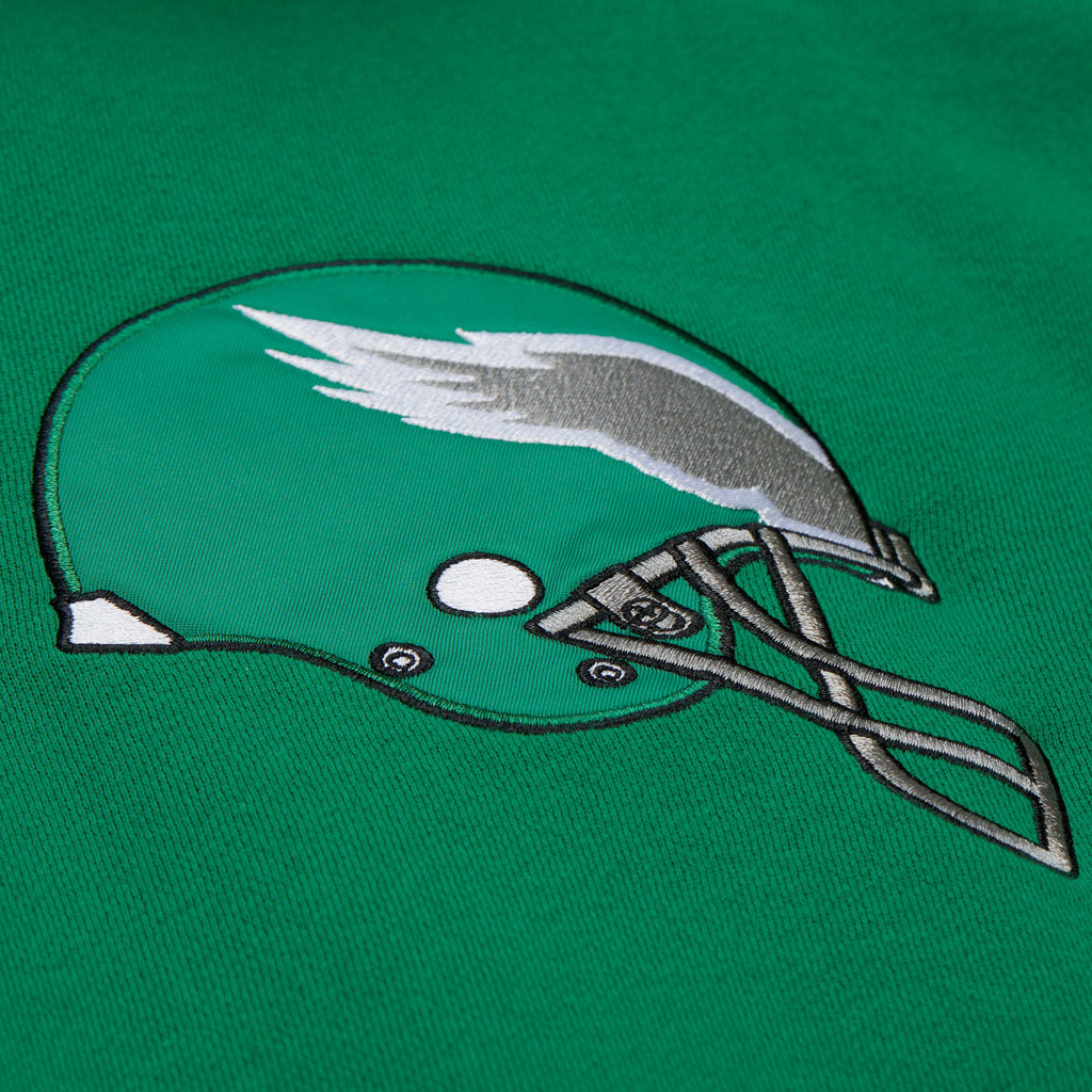 NFL Philadelphia Eagles Mitchell & Ness Throw It Back Quilted Pullover Hoodie - Green
