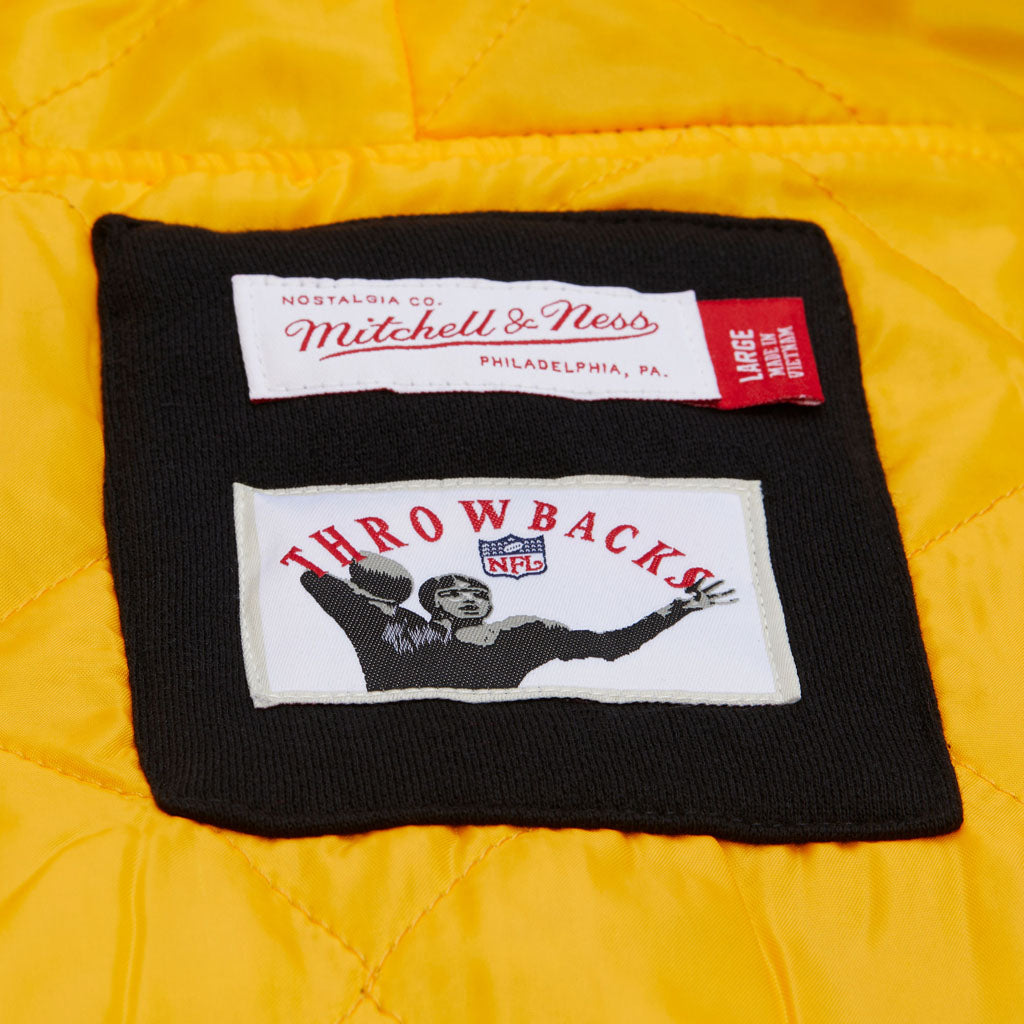 NFL Pittsburgh Steelers Mitchell & Ness Throw It Back Quilted Pullover Hoodie - Black