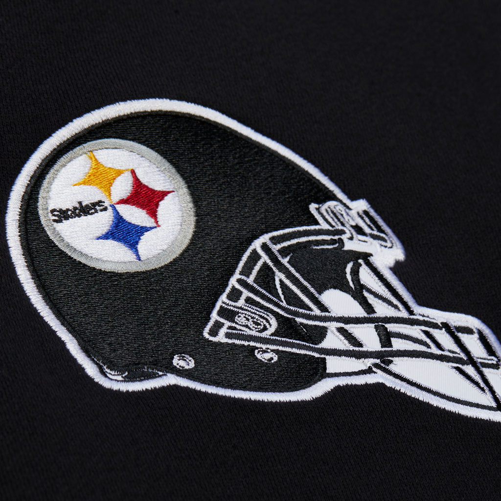 NFL Pittsburgh Steelers Mitchell & Ness Throw It Back Quilted Pullover Hoodie - Black