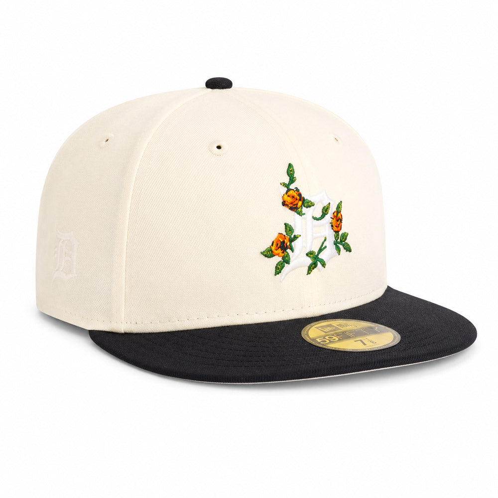 MLB Detroit Tigers New Era Two-Tone Summer Flower 59FIFTY Fitted Hat - Cream
