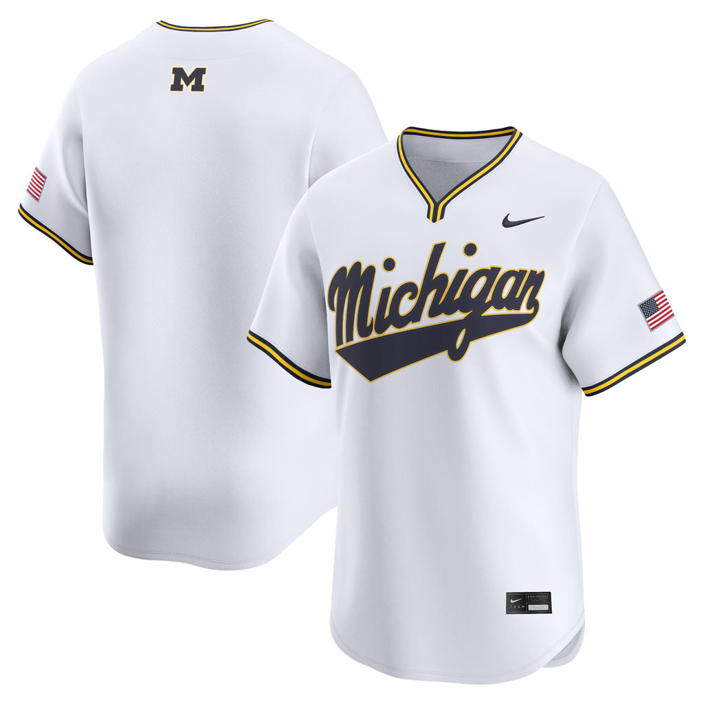 NCAA Michigan Wolverines Nike Home Baseball Limited Jersey - White