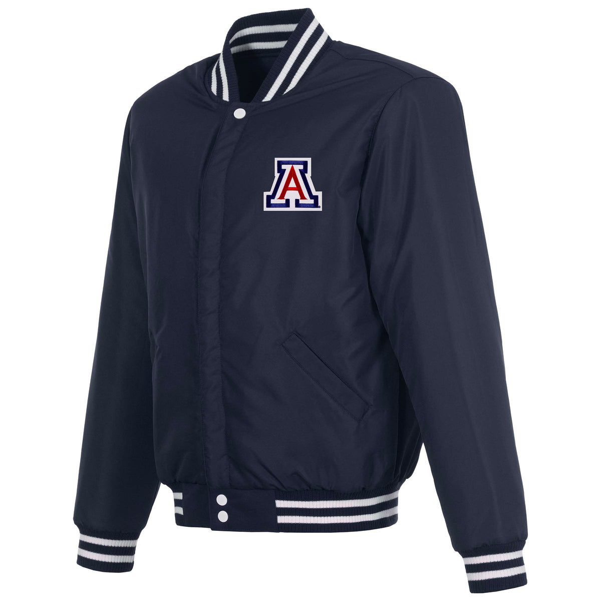 NCAA Arizona Wildcats JH Design Reversible Varsity Jacket- Navy/White