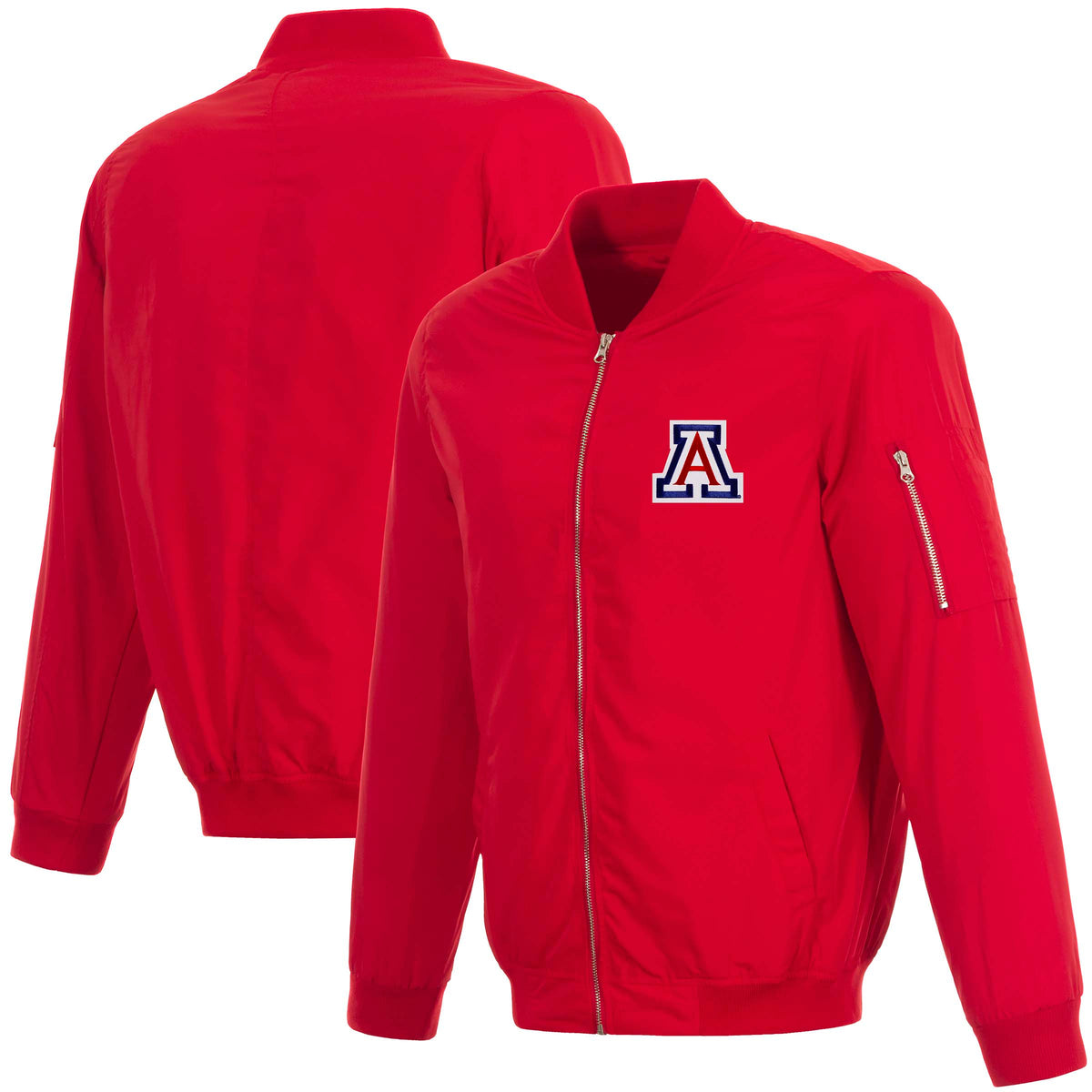 NCAA Arizona Wildcats JH Design Nylon Bomber Jacket- Red