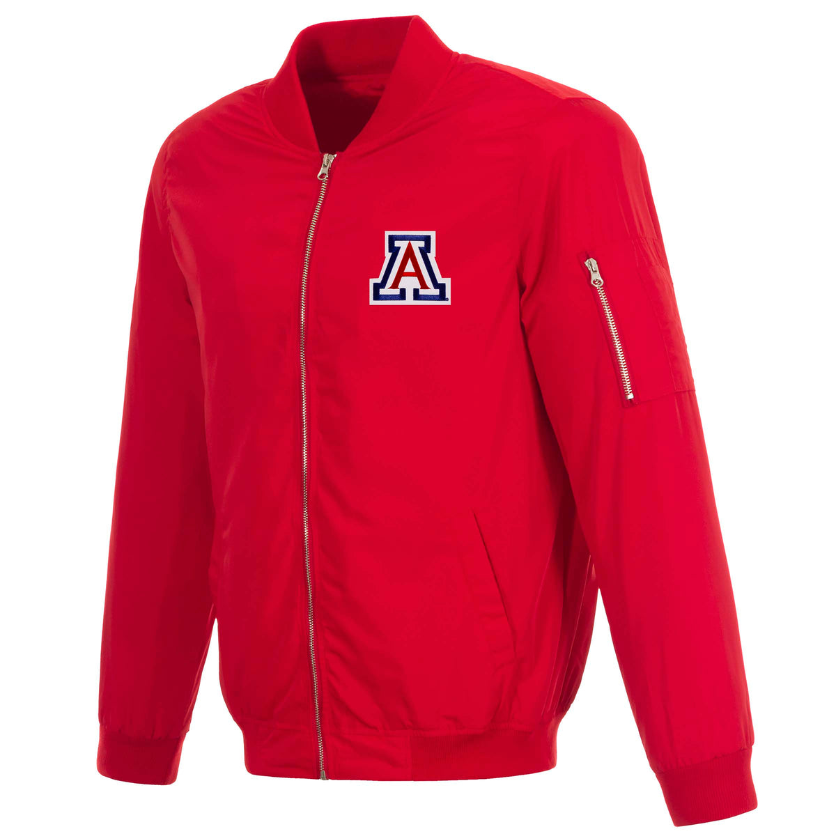 NCAA Arizona Wildcats JH Design Nylon Bomber Jacket- Red