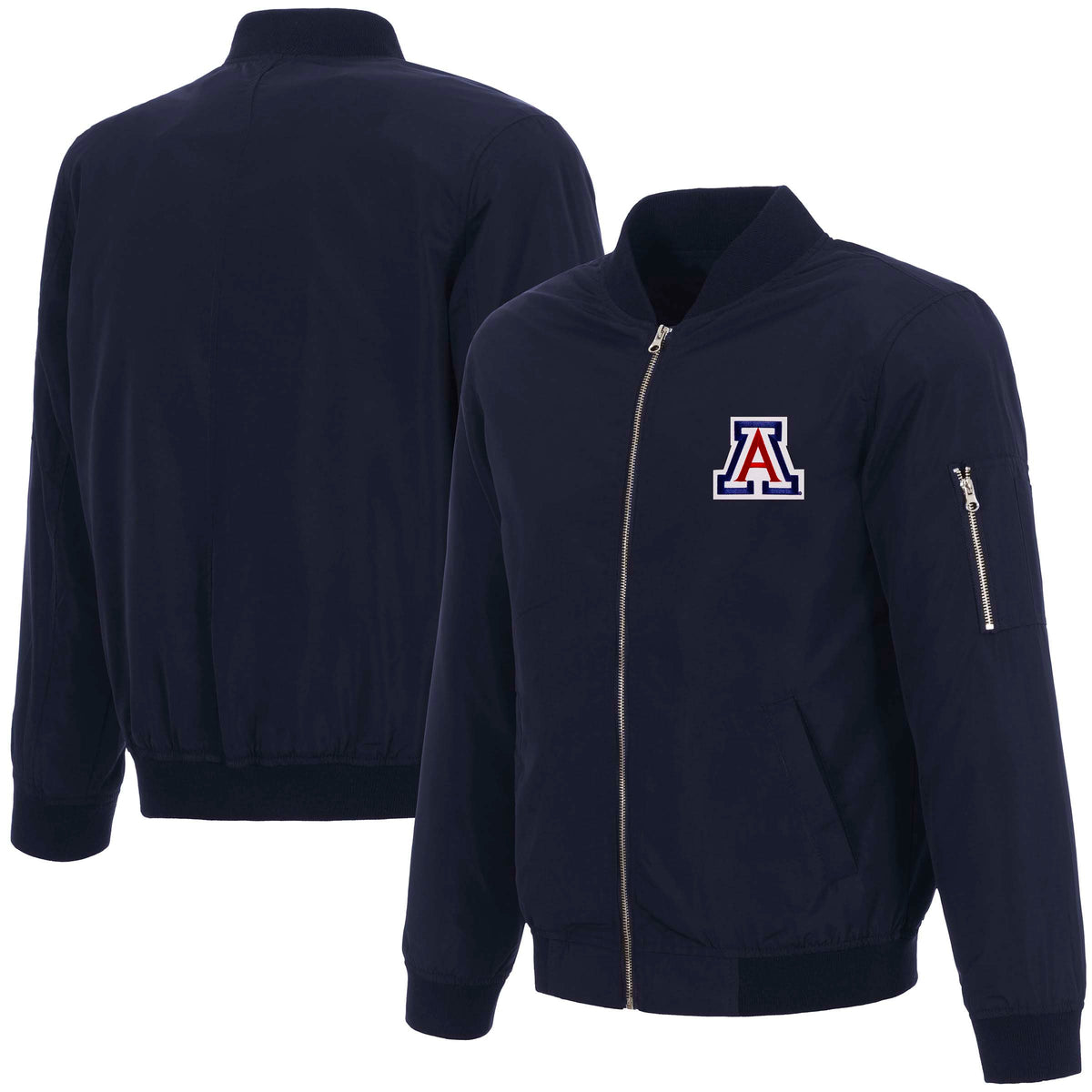 NCAA Arizona Wildcats JH Design Nylon Bomber Jacket- Navy