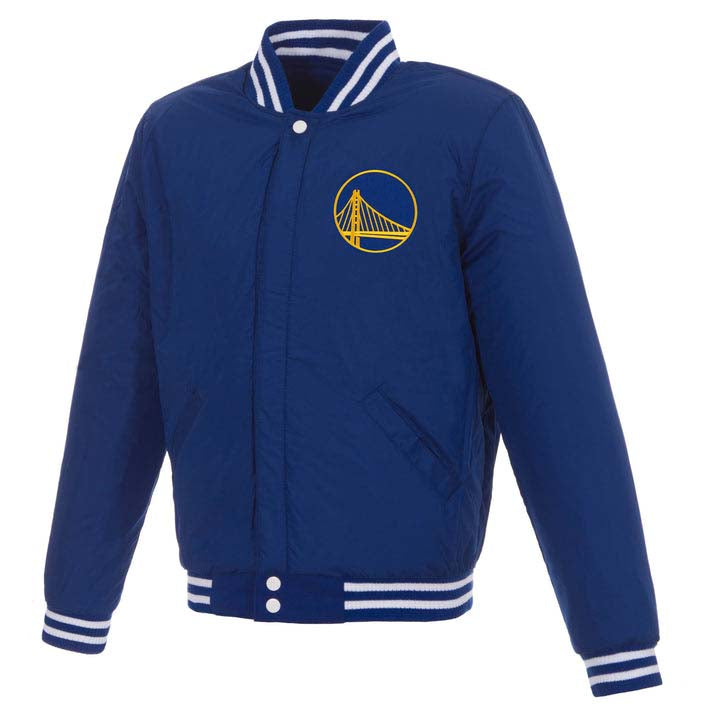 NBA Golden State Warriors JH Design Reversible Varsity Jacket- Blue/White