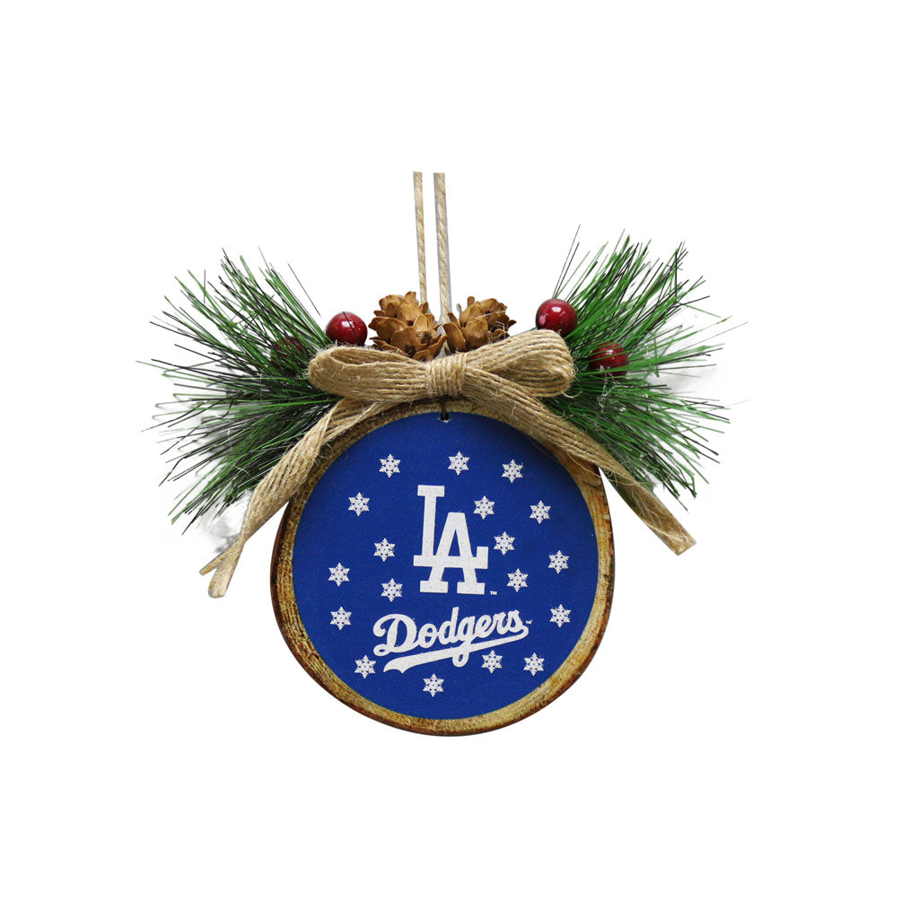 MLB Los Angeles Dodgers FOCO Glitter Wood Stump Ornament
