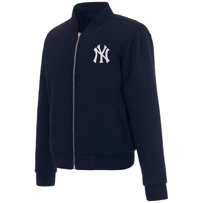 MLB New York Yankees Women's JH Design Reversible Fleece Jacket- Navy